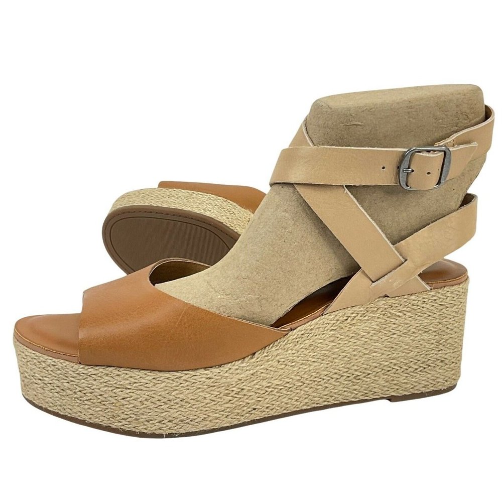 Lucky Brand Shoes Women’s Sz 9.5 Ginny Platform Espadrille Sandal Caramel New - Picture 2 of 10